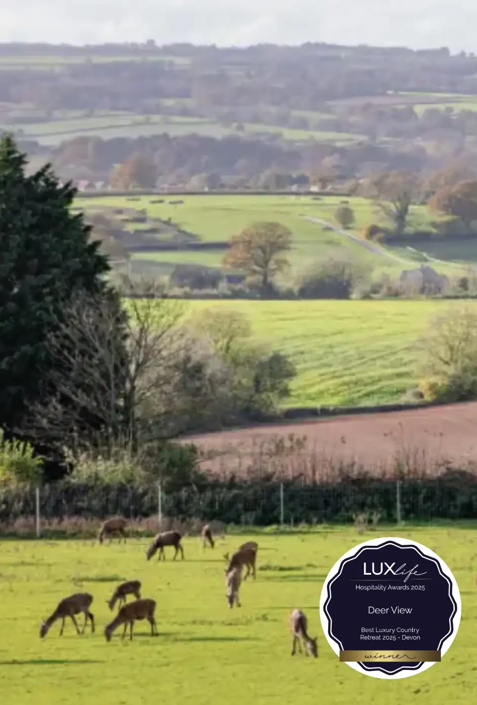 View of deer farm and local countryside from garden