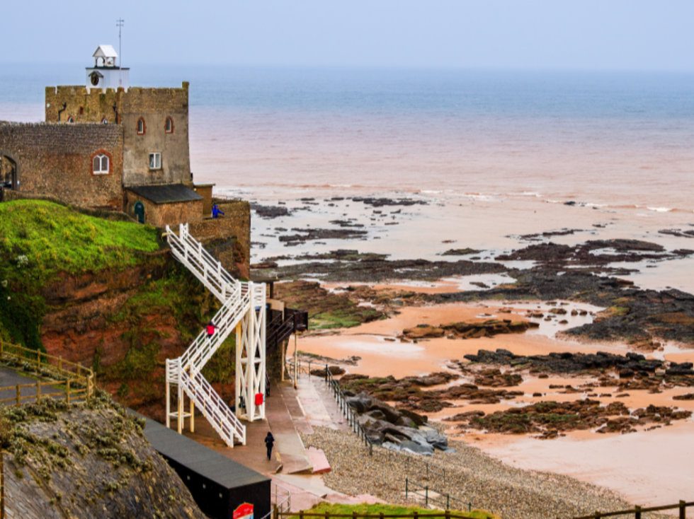 The steep staircase up the cliffs at Sidmouth known locally as Jacobs Ladder
